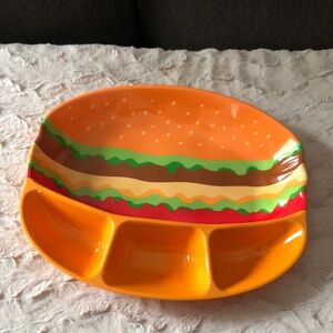 Novelty Burger-Shaped Divided Serving Platter - Bright Orange